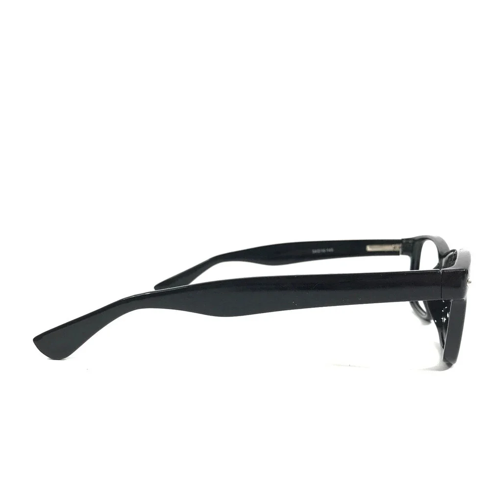 Modern Eyeglasses Frames BUZZ BLACK Polished Rectangle Full Rim 54-16-145